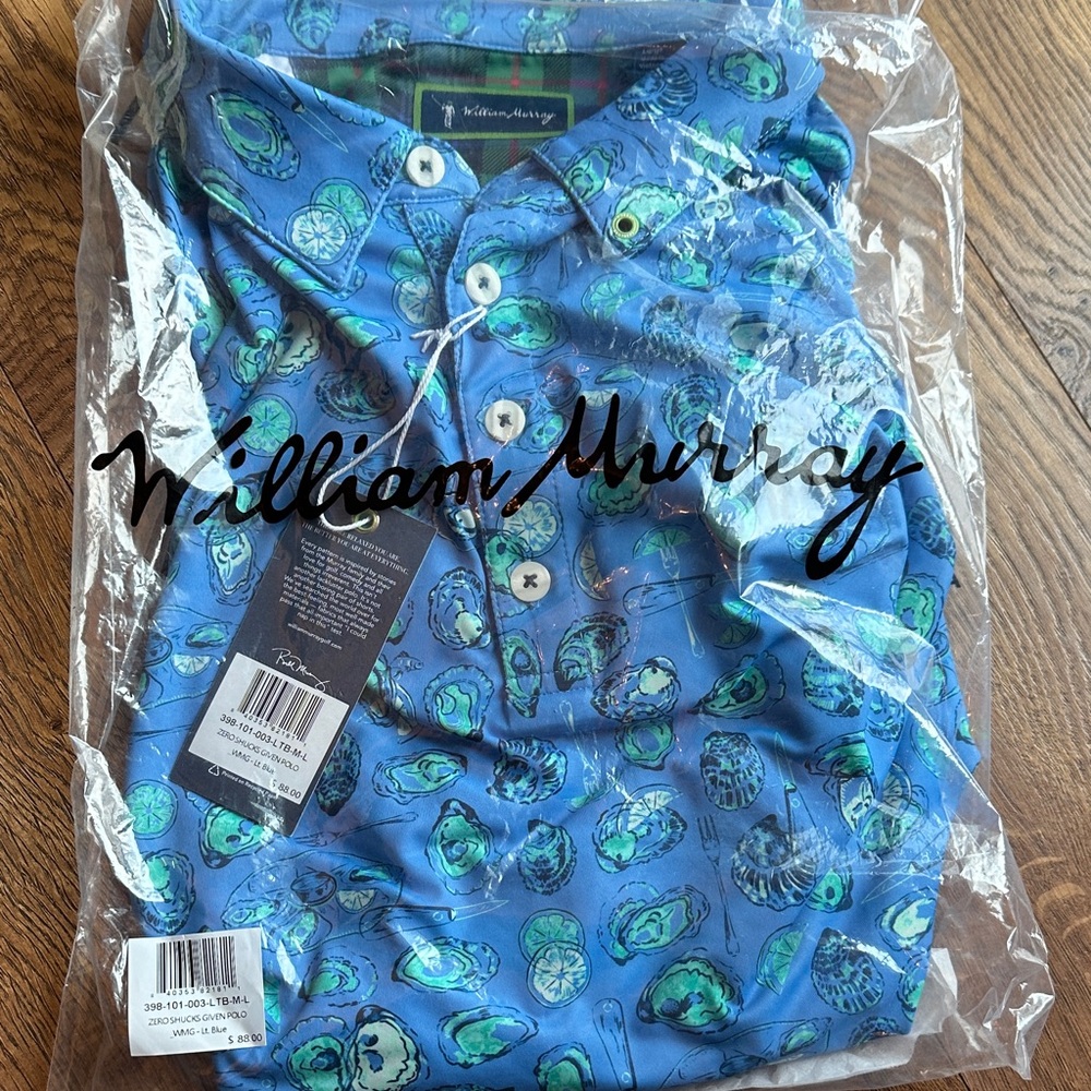 William Murray Golf Light Blue Patterned Polo